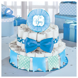 Blue Baby Shower Deluxe Diaper Cake Kit