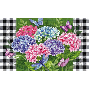 Hydrangea Checks Embossed Floor Mat