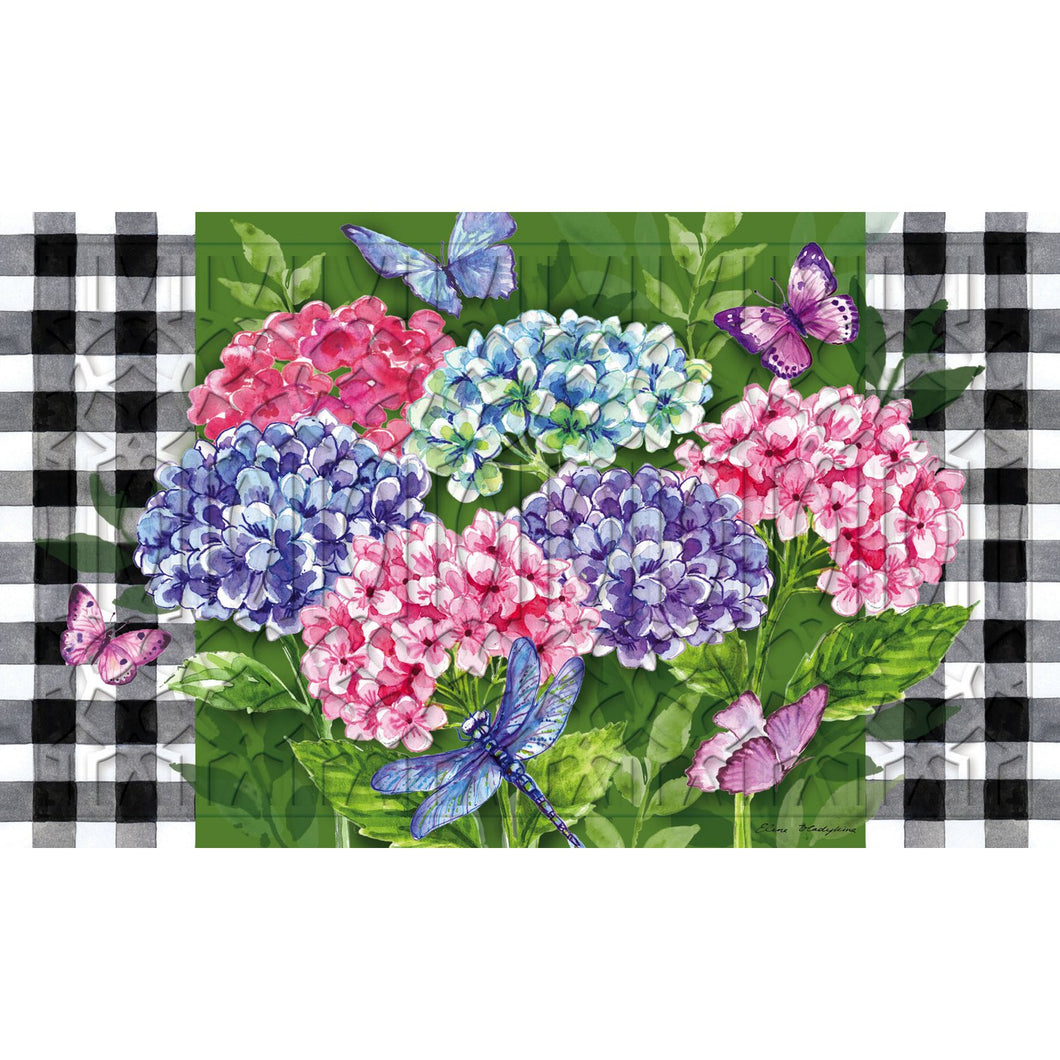 Hydrangea Checks Embossed Floor Mat