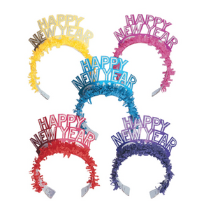 New Years Glitter Fringe Tiaras - Assorted  Bulk