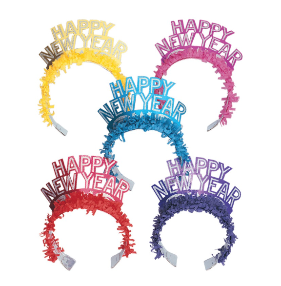 New Years Glitter Fringe Tiaras - Assorted  Bulk